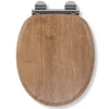 Croydex Flexi-Fix Ontario Teak Effect Anti-Bacterial Toilet Seat With Soft Close And Quick Release