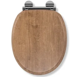 Croydex Flexi-Fix Ontario Teak Effect Anti-Bacterial Toilet Seat With Soft Close And Quick Release