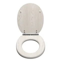Croydex Maitland White Oak Effect Flexi-Fix Toilet Seat With Soft Close And Quick Release -Bathroom Accessories wl605122h d3