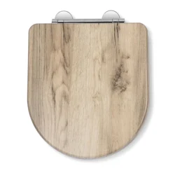 Croydex Varese Grey Oak Effect D-Shaped Flexi-Fix Toilet Seat With Soft Close And Quick Release -Bathroom Accessories wl610131h d2