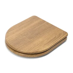 Croydex Levico Oak Effect D-Shaped Flexi-Fix Toilet Seat With Soft Close And Quick Release -Bathroom Accessories wl610286h d1