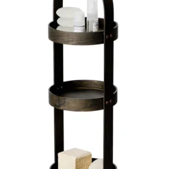 Freestanding Wooden Round Storage Caddy Dark Oak 6 Freestanding Wooden Round Storage Caddy Dark Oak -Bathroom Accessories wrscdo d1