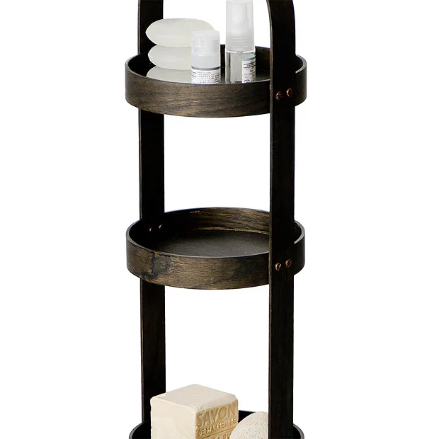 Freestanding Wooden Round Storage Caddy Dark Oak 3 Freestanding Wooden Round Storage Caddy Dark Oak - Image 3