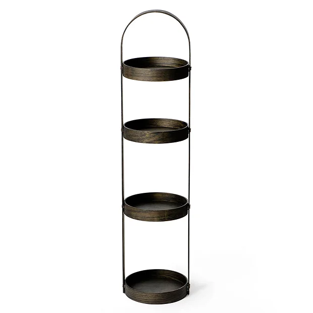 Freestanding Wooden Round Storage Caddy Dark Oak 4 Freestanding Wooden Round Storage Caddy Dark Oak - Image 4