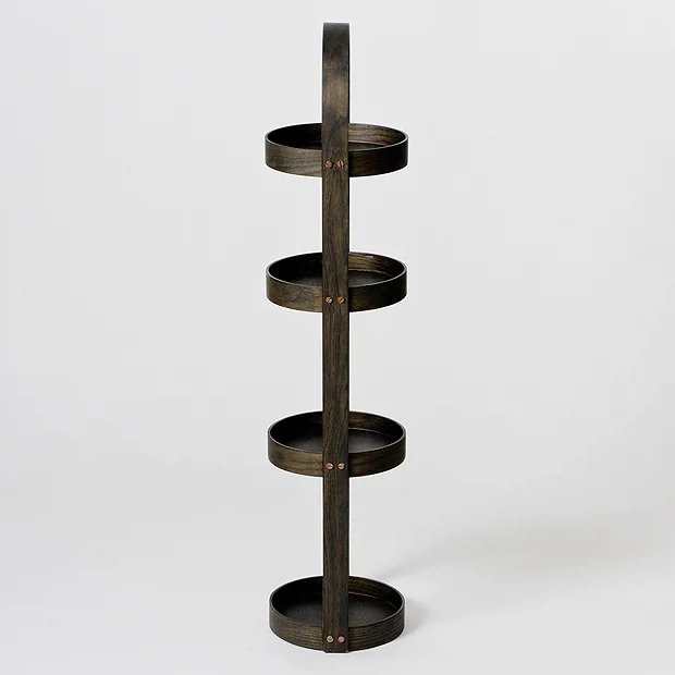 Freestanding Wooden Round Storage Caddy Dark Oak 1 Freestanding Wooden Round Storage Caddy Dark Oak