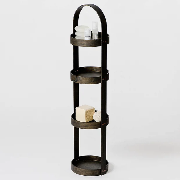 Freestanding Wooden Round Storage Caddy Dark Oak 2 Freestanding Wooden Round Storage Caddy Dark Oak - Image 2