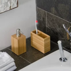 Wooden Toothbrush Holder Bamboo